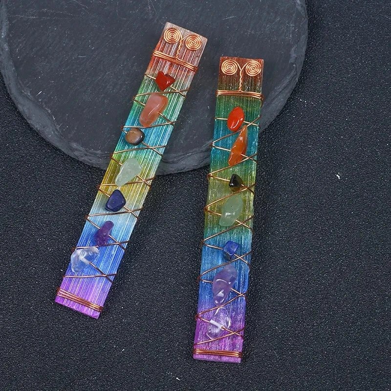 7 Chakra Selenite Stick - 1pc | Natural Crystal Energy Clearing & Healing Wand