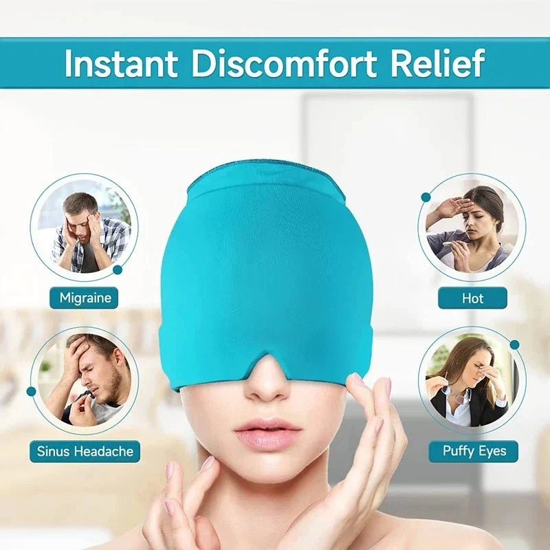 Gel Ice Headache & Migraine Relief Hat | Cold Compress Therapy Cap for Sinus & Stress Relief