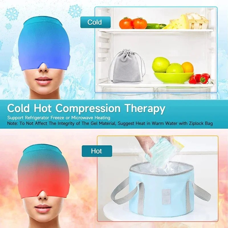 Gel Ice Headache & Migraine Relief Hat | Cold Compress Therapy Cap for Sinus & Stress Relief - Image 5